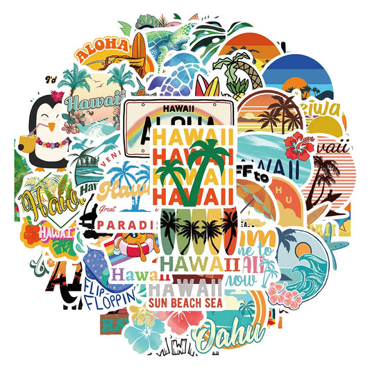 Hawaii Stickers 10/30/50Pcs Surfing Summer Decals for Suitcase Skateboard Laptop Luggage Phone
