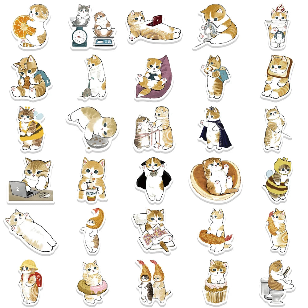 10/30/64PCS Cute Cats Animal Cartoon Sticker Funny Decals DIY Phone Suitcase Scrapbook Stationary Phone Laptop Sticker Kids Toy