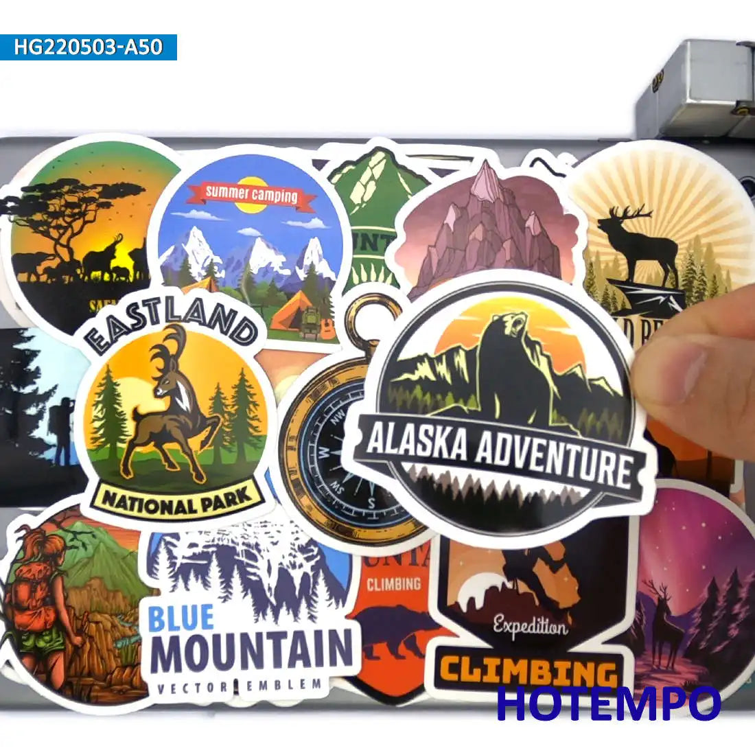 50PCS World Travel Stickers Climbing Camping Hiking Outdoor Adventure Decals for DIY Phone Laptop Luggage Motorcycle Car Sticker