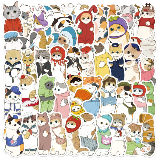 10/50PCS Cute Funny Cat Stickers Kawaii Cartoon Animals Decals Toy Fridge Laptop Motorcycle Suitcase Notebook Waterproof Sticker