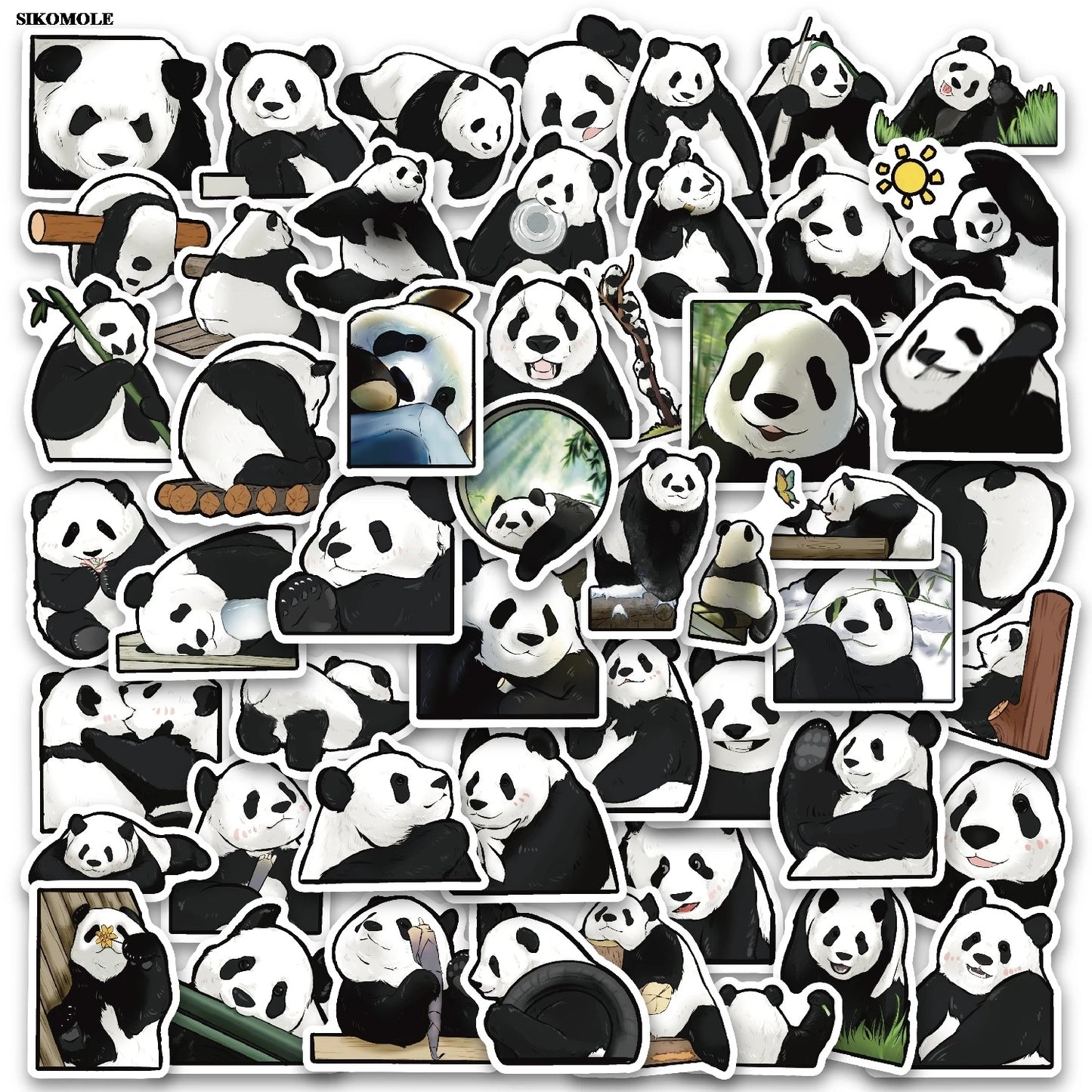 Cartoon Panda Stickers for Kids DIY Notebook Bike Laptop Skateboard Decor
