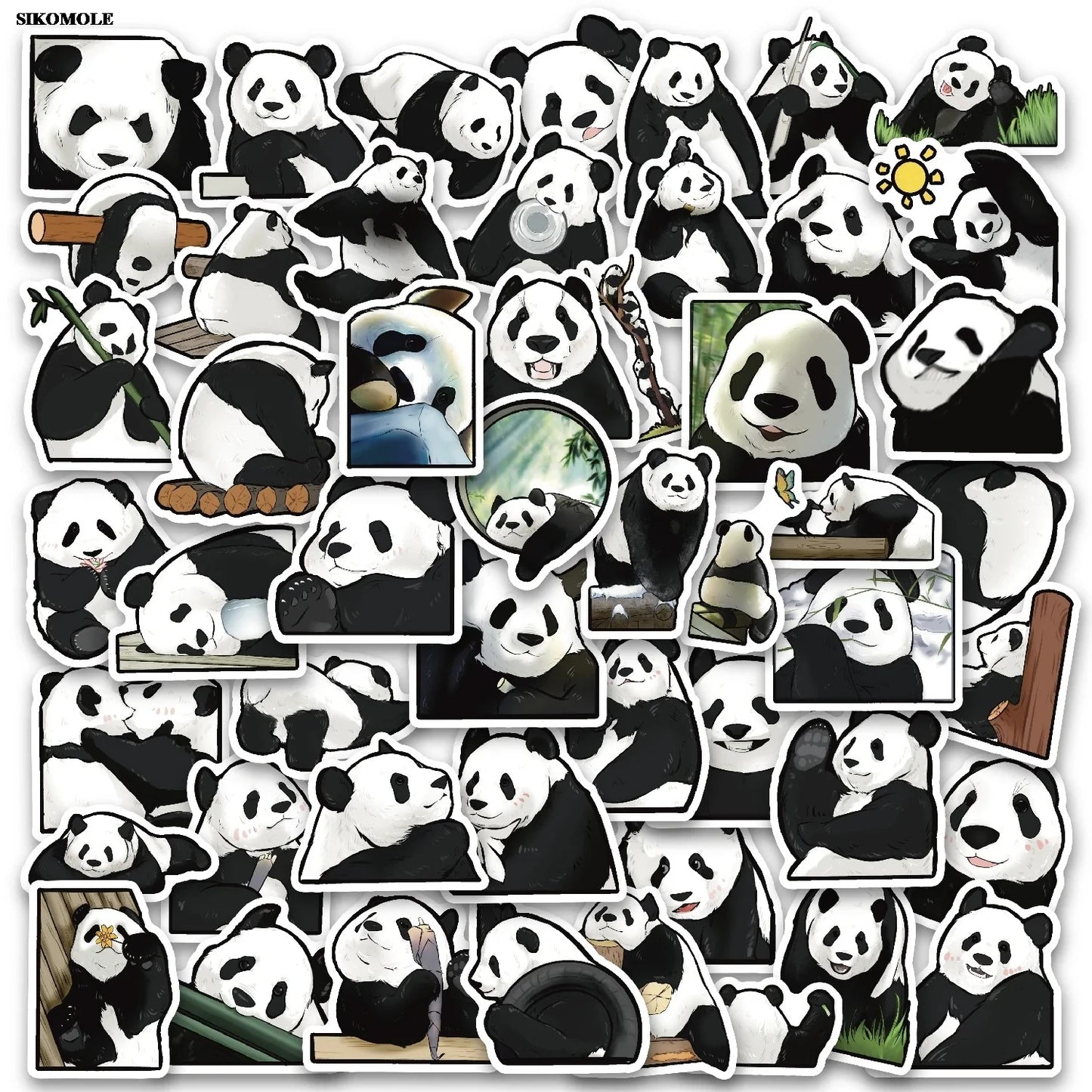 Cartoon Panda Stickers for Kids DIY Notebook Bike Laptop Skateboard Decor