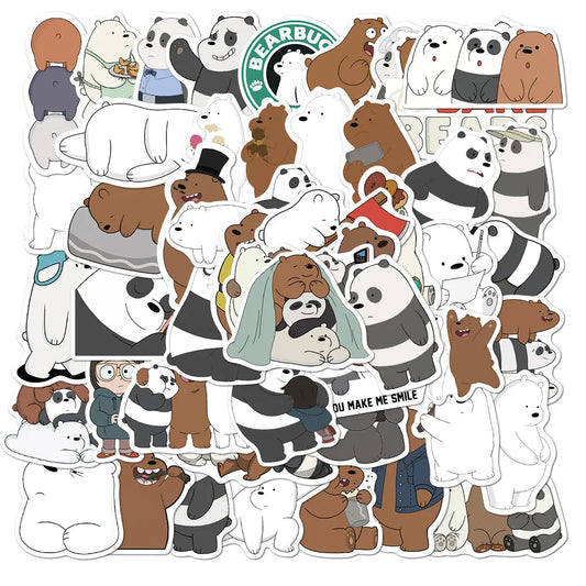 We Bare Bears Cartoon Stickers - Funny Animal Decals for Kids, Laptop, Phone, Guitar, Fridge