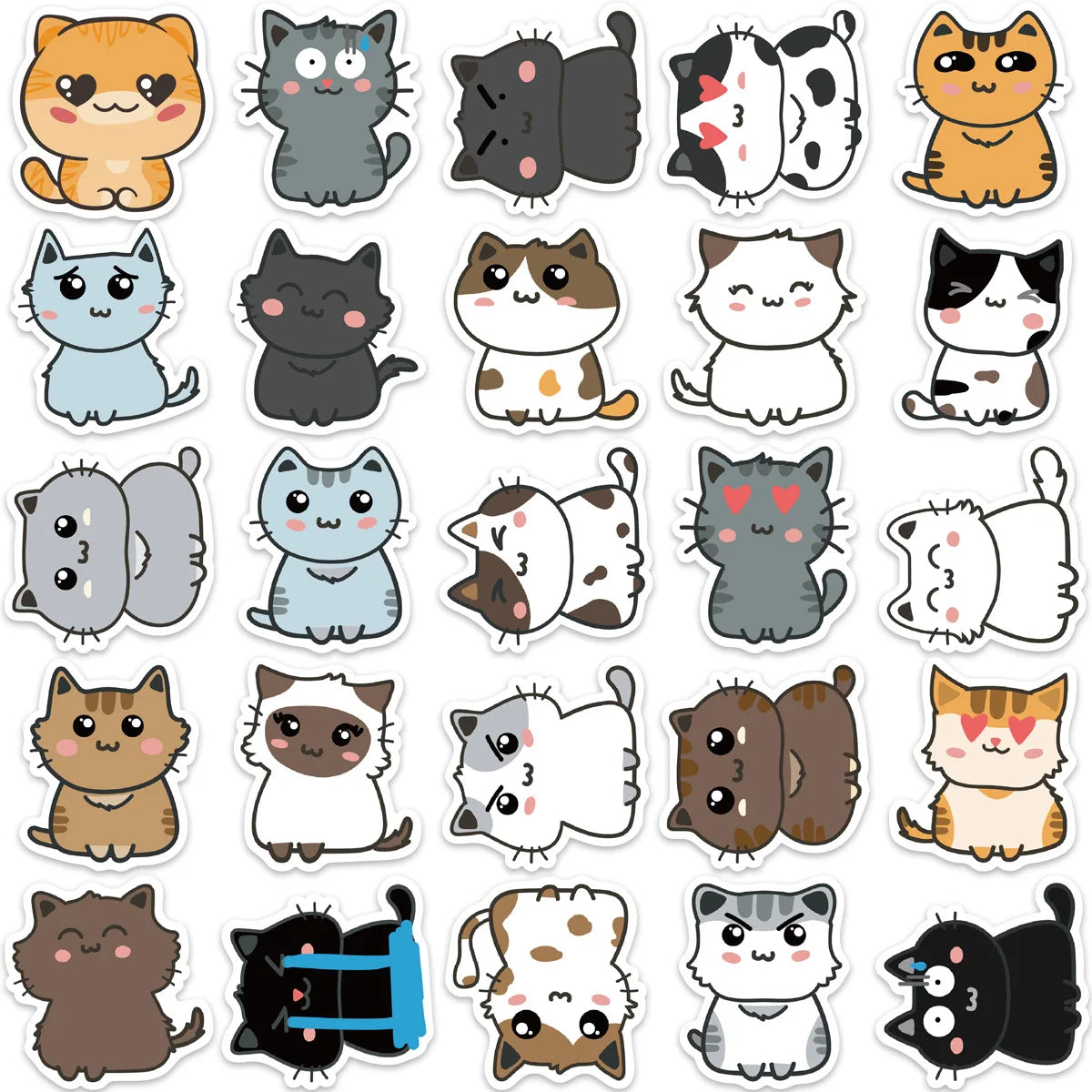 10/30/50PCS Cute Cats Stickers Kitten Animal Cartoon Decals Toys DIY Waterproof Notebook Scrapbook Phone Luggage Bike Decorative