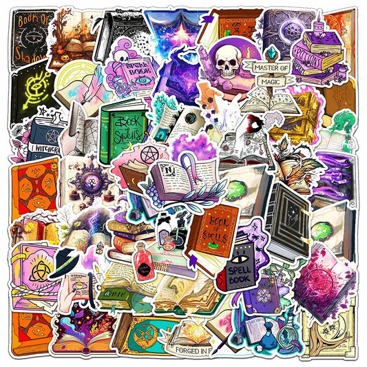 Gothic Magic Book Stickers: Cute Witch Decals for Laptop, Scrapbook, Phone - 10/30/50pcs
