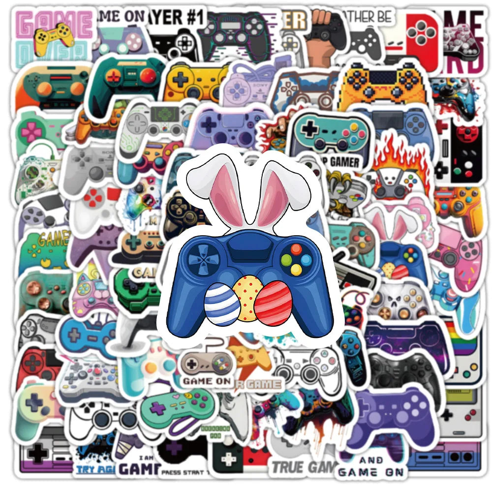 10/30/50/100PCS Cartoon Joystick Gamepad Stickers Phone Skateboard Laptop Bike Fridge Water Glass PVC Waterproof DIY Toys Decals