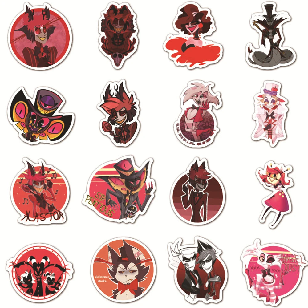 10/30/50PCS Helluva Boss Cartoon Stickers PVC Waterproof Suitcase Phone Laptop Helmet Notebook Car Bike Toys For Kids Decal Gift