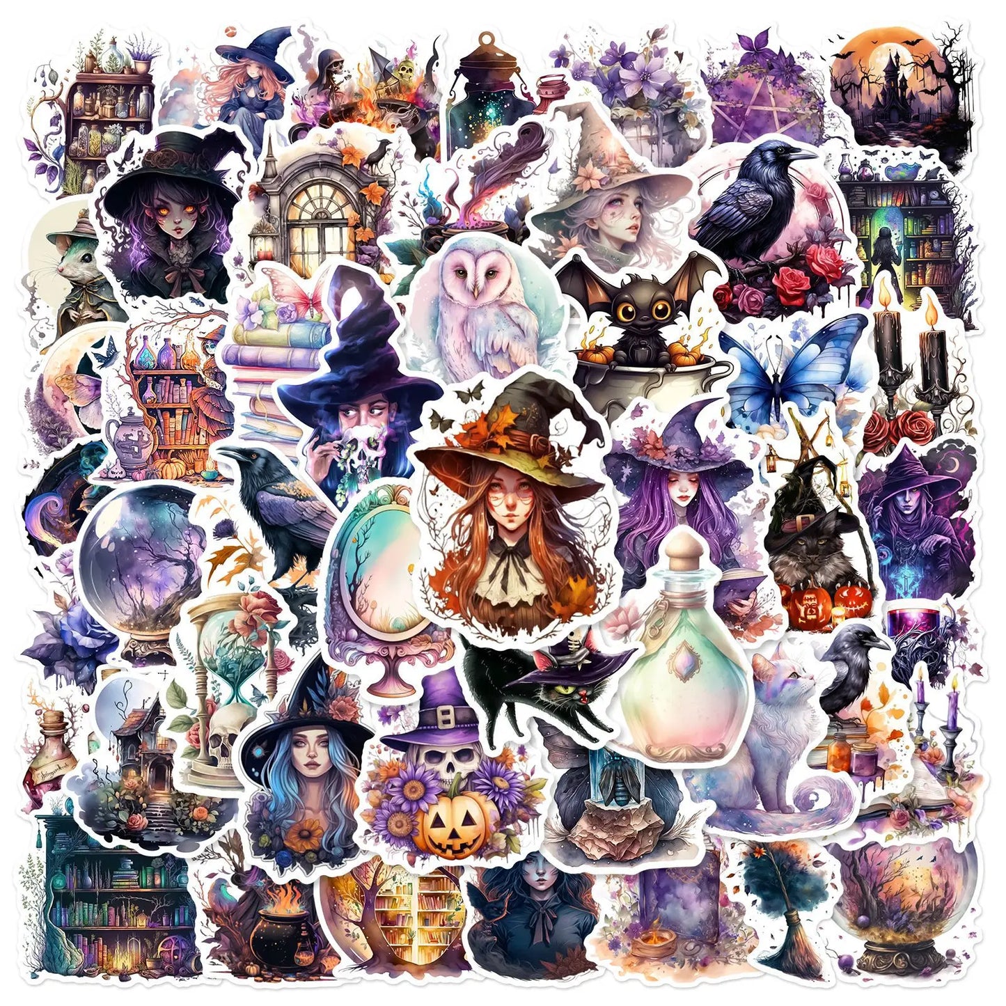 10/30/50PCS Gothic Style Witch Stickers Aesthetic Graffiti PVC Waterproof Phone Notebook Laptop Suitcase Kids Cartoon Decals Toy