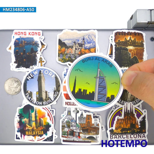 20/30/50Pieces, Travel Stickers, Famous Cityscapes, Places of Interest, Art Graffiti, for DIY Creative Decoration, Funny Sticker