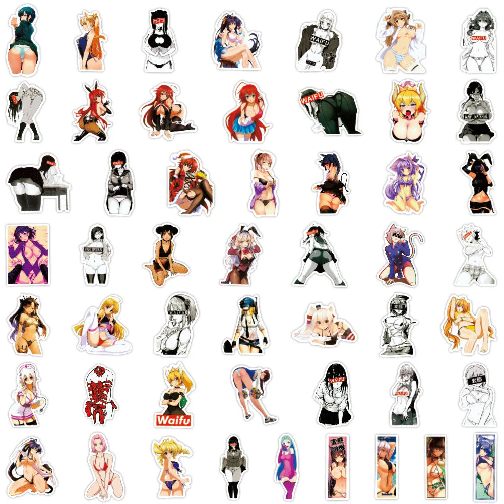 50/100Pcs Sexy Girl Hentai Waifu Bunny Girl Anime Sticker Bicycle Guitar Suitcase Notebook Motorcycle Graffiti Stickers Gift