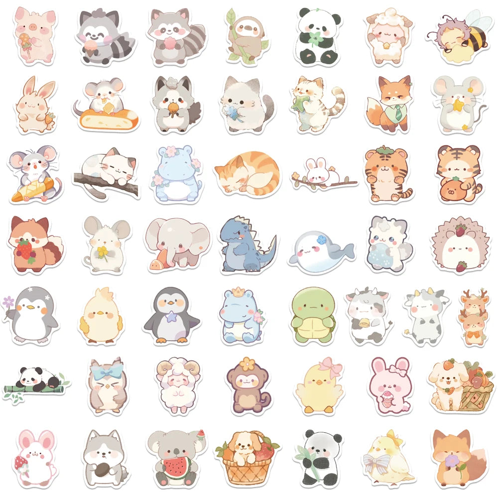 10/25/50PCS Cartoon Graffiti Style Q-version Animal Sticker Cute Decorative Luggage Scrapbook Cup Laptop Guitar Gift Toy Decal