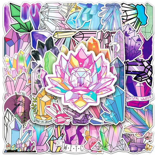 Cartoon Crystal Graffiti Stickers Pack - Waterproof Laptop Guitar Decals