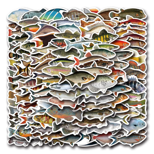 Realistic Marine Life Fish Cartoon Stickers for Fridge Laptop Luggage Skateboard Graffiti
