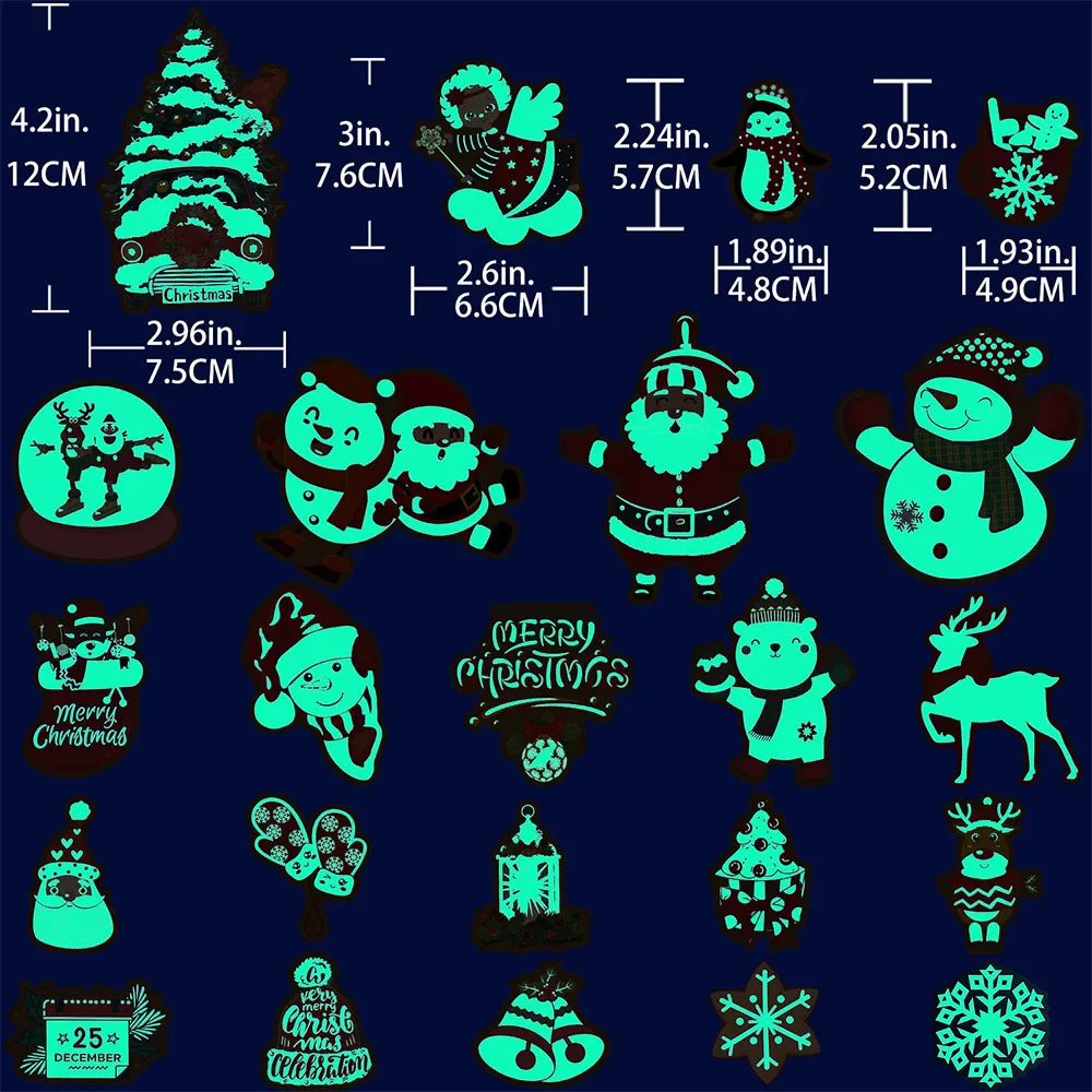 Luminous Neon Glow Stickers - Christmas Cartoon Decals for Laptop, Motorcycle, Phone, Car