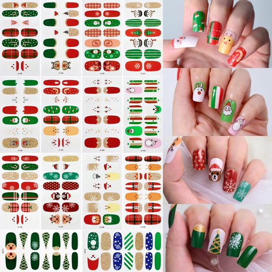 Christmas Nail Polish Strips: Glitter Heart Designs