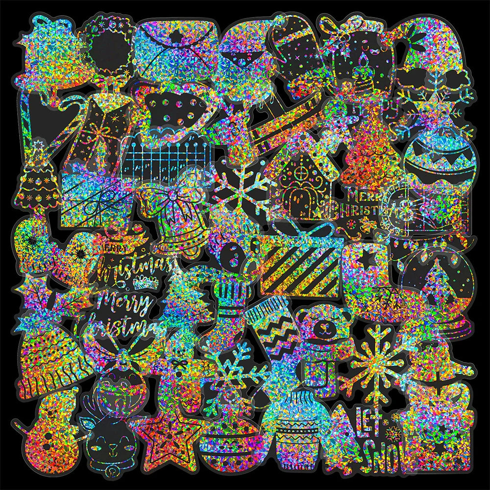 Holographic Laser Stickers: Laptop, Phone, Fridge, Suitcase Decor (10/30/50/100pcs)