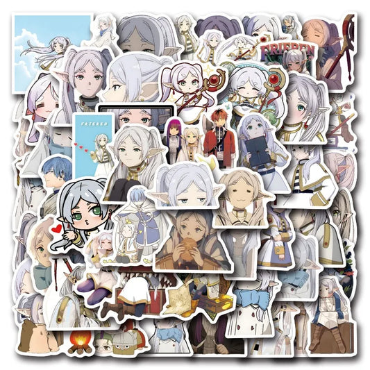 55pcs Cartoon Frieren Stickers for Suitcase, Water Cup, Stationery, Phone, Laptop, Refrigerator Decoration