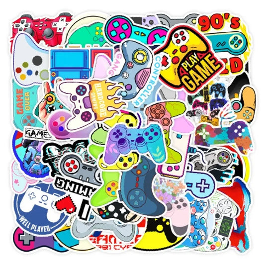 50pcs Game Controller Sticker Pack for Laptop, Phone, Scooter, Water Bottle, Suitcase, Stationery, Refrigerator