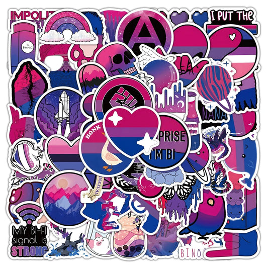 Cartoon Bisexual Stickers 10/30/60pcs Waterproof Skateboard Luggage Phone Guitar Car Decals