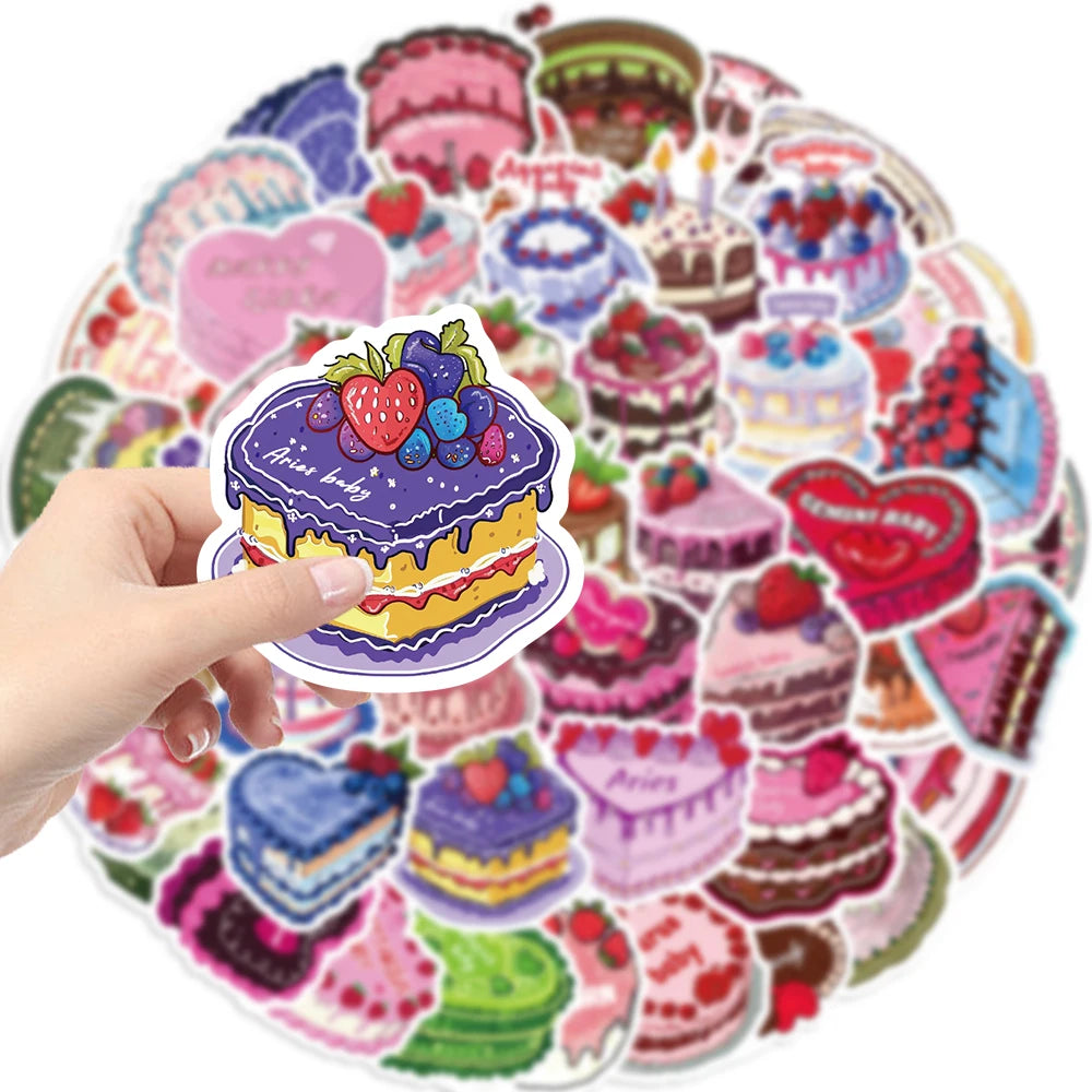 50pcs Cartoon Cake Zodiac Stickers Kawaii Waterproof Graffiti Vinyl Decals for laptop Guitar Suitcase Skateboard Kids Gift