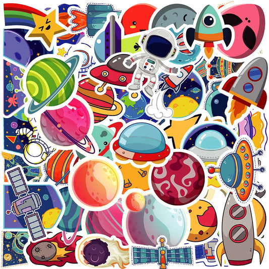 Outer Space Astronaut Planet Stickers for Laptop, Luggage, Phone, Guitar, Motorcycle, Kid Toy - 10/30/50PCS