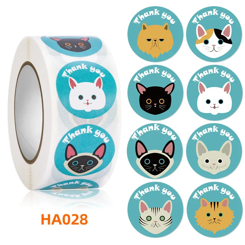 500pcs 1inch Cartoon Animal Children Sticker Label Thank You Cute Toy Game Sticker DIY Gift Sealing Label Decoration