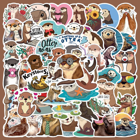 50pcs Cute Otter Cartoon Stickers for Helmet, Wall, DIY Decoration