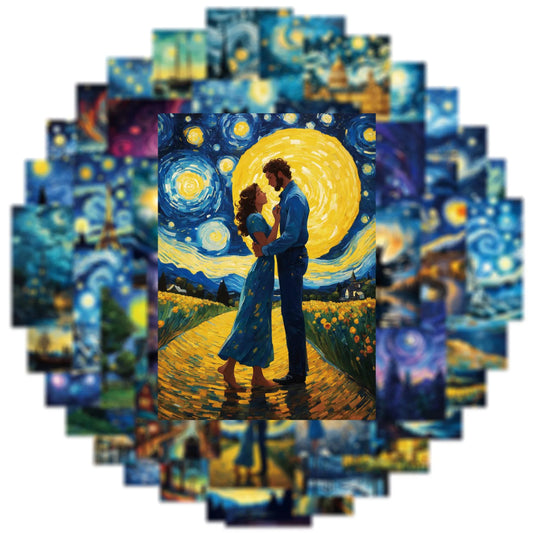 10/50Pcs Van Gogh Art Oil Painting Stickers Aesthetic Graffiti Starry Decals Decoration DIY Phone Laptop Bike Notebook Sticker
