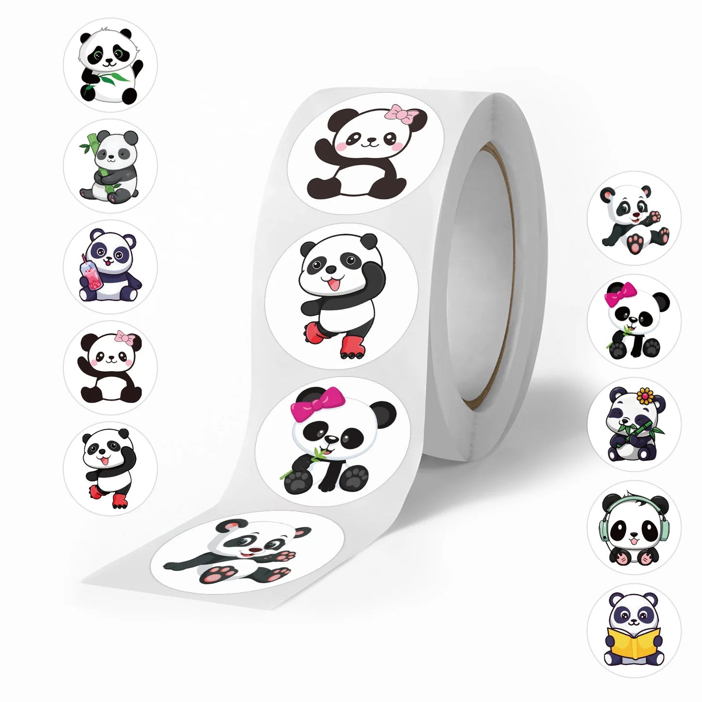 100-500pcs Cute Panda Cartoon Stickers Reward Sticker for Kids Gift Decoration Envelope Sealing Labels Stationery Stickers 1inch