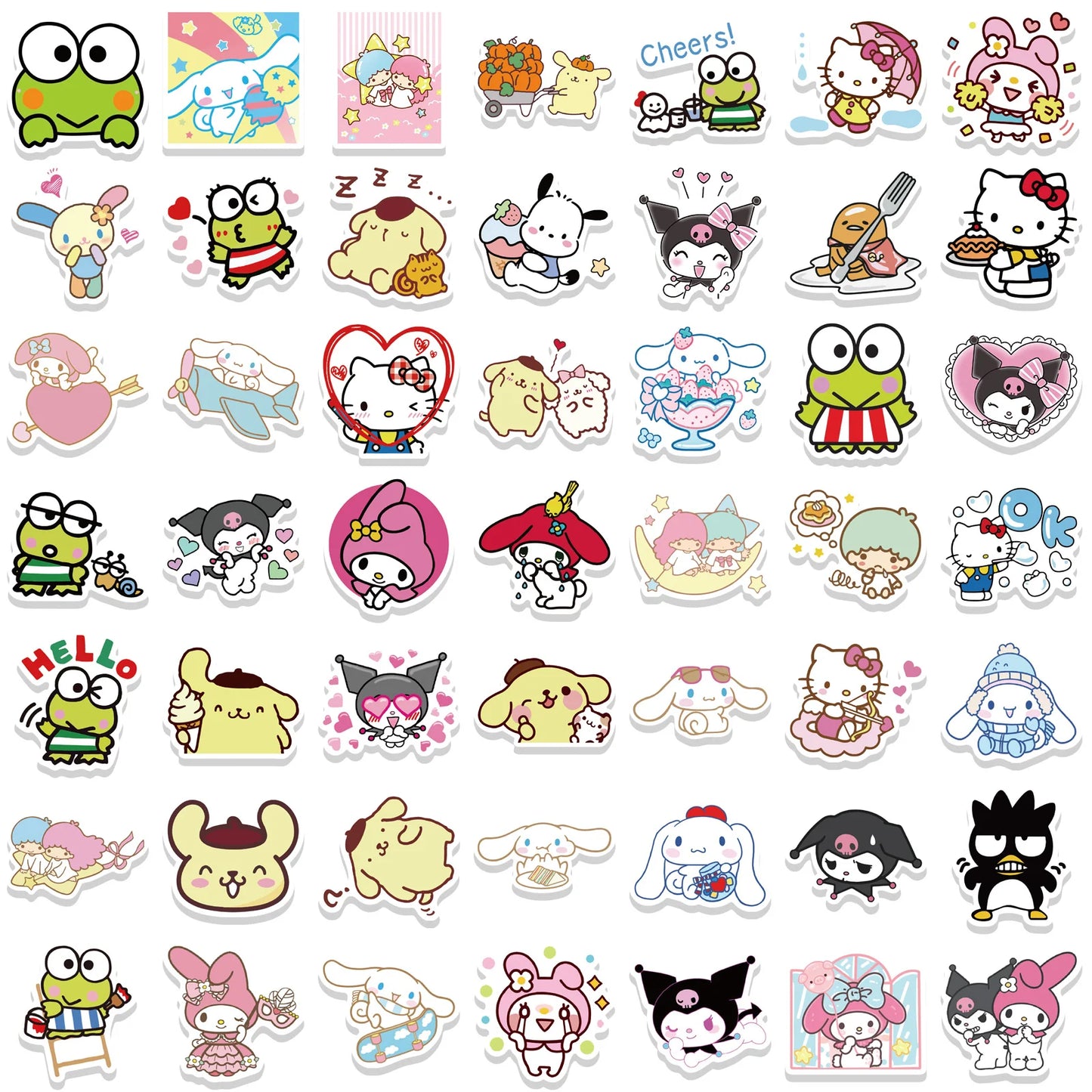 Mixed Cute Sanrio Cinnamoroll Hello Kitty Kuromi Sticker Packs