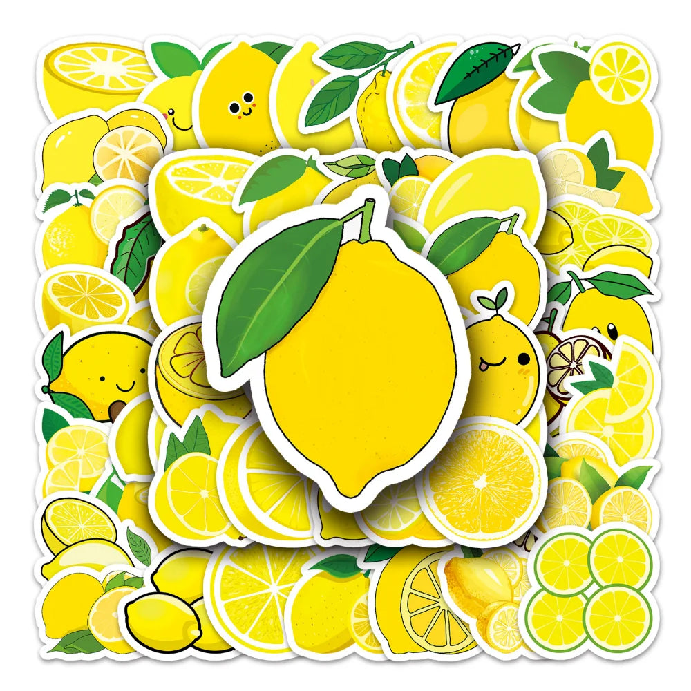 50Pcs Fruit Sticker Boxed Lemon Stationery DIY Handmade Recipe Food Salad for Refrigerator Gift Sticker Decoration New 2023