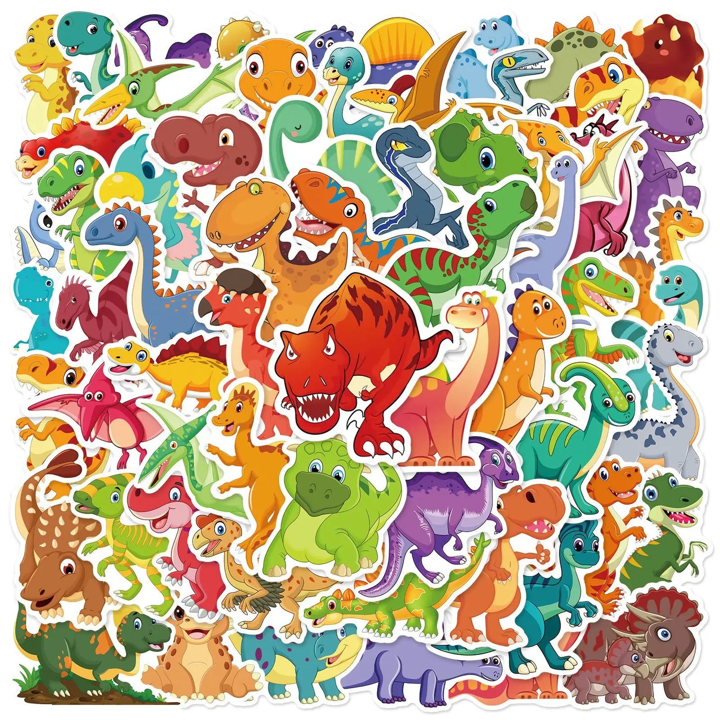 60pcs Cartoon Dinosaur Graffiti Stickers for Helmet, Wall, DIY Decor