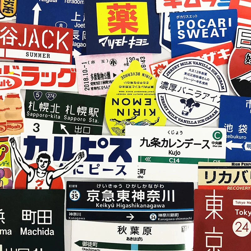 31pcs Japanese korea stop sign logo Stickers Pack For On The Laptop Fridge Phone Skateboard Travel Suitcase Sticker