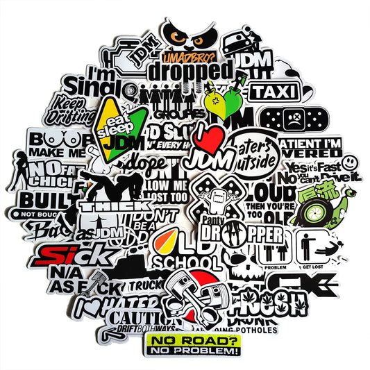 50pcs JDM Car Stickers: Skateboard, Luggage, Bike, Motorcycle