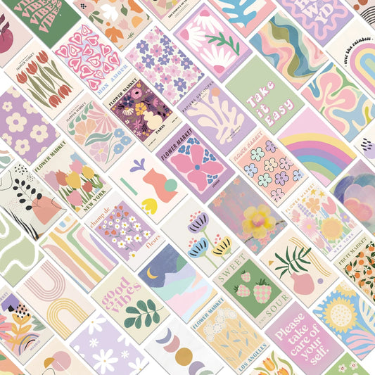 Danish Pastel Pink Landscape Stickers 50/100pcs Aesthetic Journal DIY Diary Water Bottle Stationery