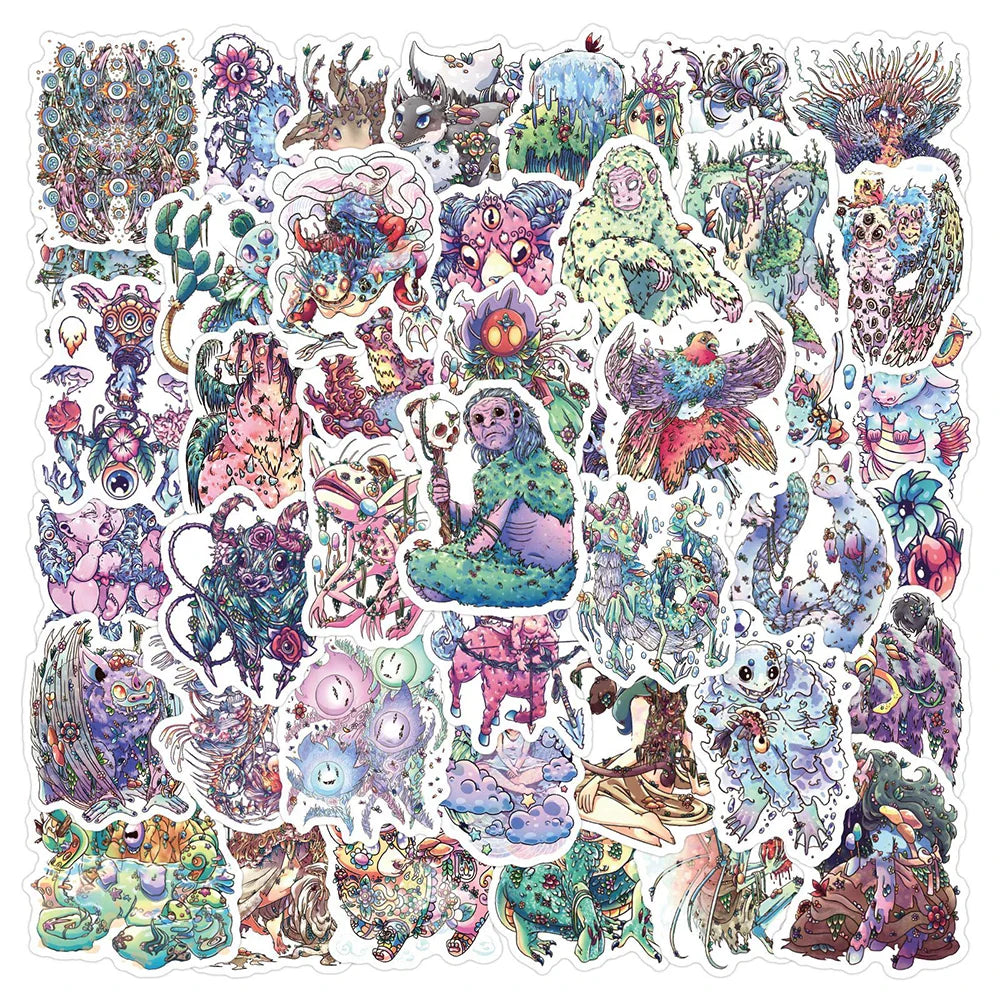 Psychedelic Anime Stickers: 10/30/50pcs Waterproof Decals for Phone, Laptop, Car, Motorcycle