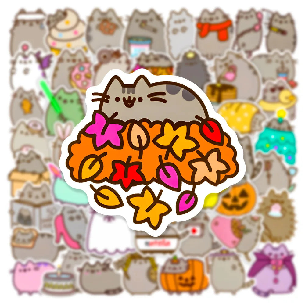 10/30/50PCS Kawaii Chunky Cat Stickers Cute Cartoon Decals Decorative DIY Phone Stationery Scrapbook Guitar Bike Kids Sticker