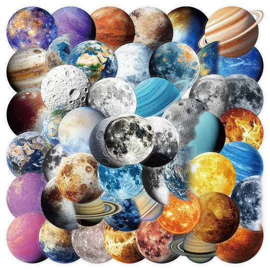 Cartoon Planet Stickers 10/30/50pcs for Laptop, Luggage, Phone, Kids Gift