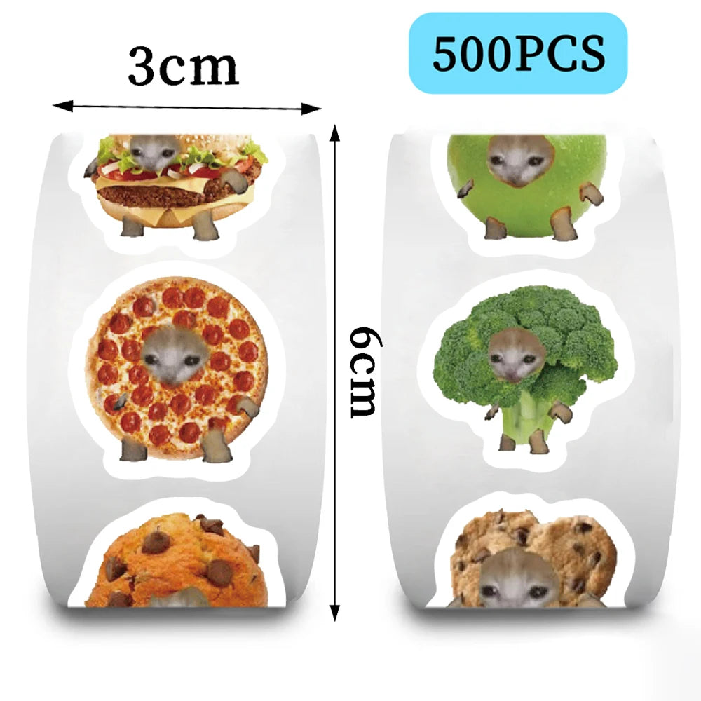 500pcs Cats And Food Reward Stickers Encouragement Sticker Roll For Kids Motivational Stickers With Cute Animals For Students