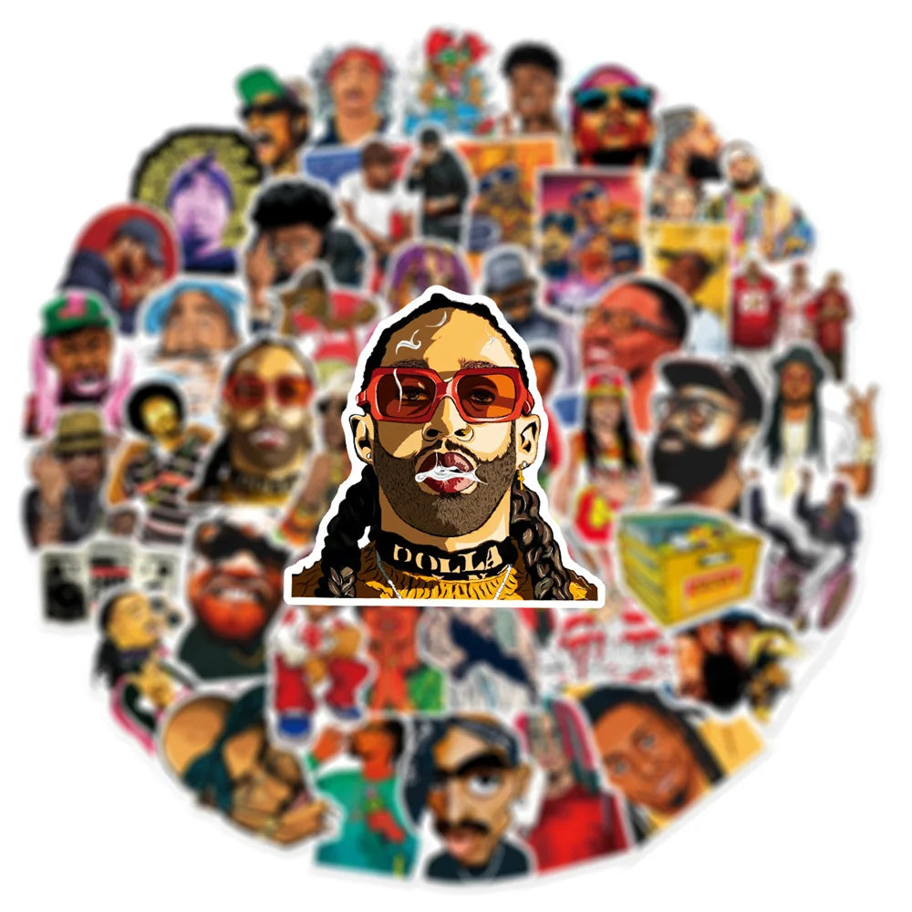 50pcs HipHop Rap Singer Rapper Stickers For Guitar Stationery Suitcase Sticker Vintage Craft Supplies Scrapbooking Materiales