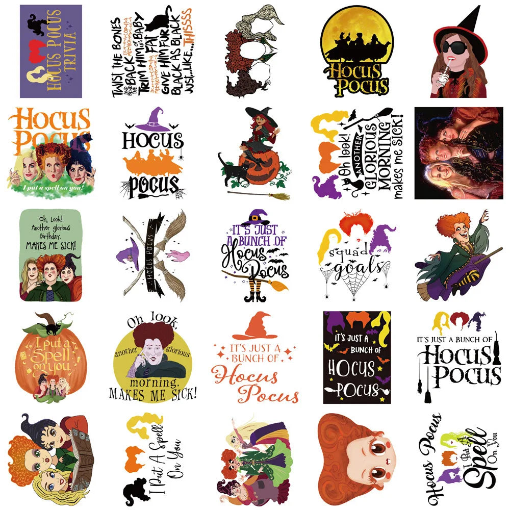 10/30/50/100PCS Disney Horror Halloween Witch Hocus Pocus Stickers Decal Skateboard Phone Luggage Laptop Car Waterproof Sticker