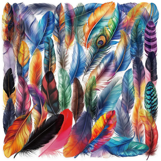 Cartoon Colorful Feather Stickers Waterproof DIY Skateboard Notebook Graffiti