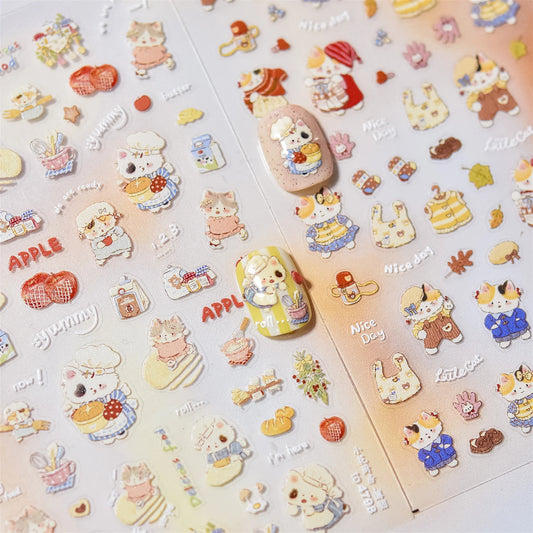 Kitten Nail Art Stickers & Warm Sweater Gloves Set
