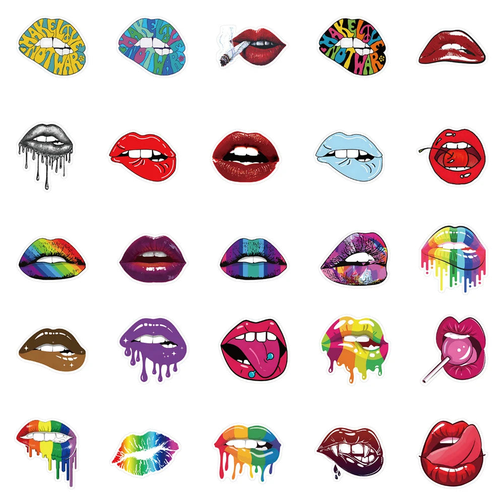 10/30/50pcs Cool Fashion Anime Sexy Lips Stickers Decal Laptop Skateboard Car Motorcycle Phone Bike Luggage Graffiti Sticker