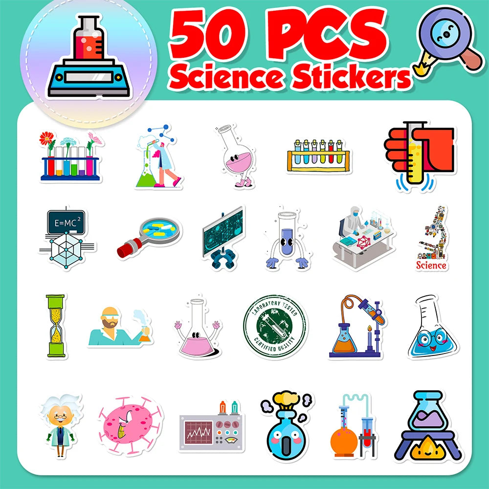 10/30/50/100pcs Science Physics Chemistry Lab Graffiti Stickers Laptop Scrapbook Suitcase Phone Diary Decoration Sticker Kid Toy