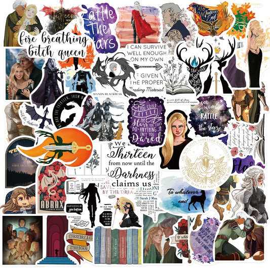 Throne of Glass Stickers Set - Cartoon Novel Decals for Laptop, Suitcase, Skateboard, Guitar, Bottle