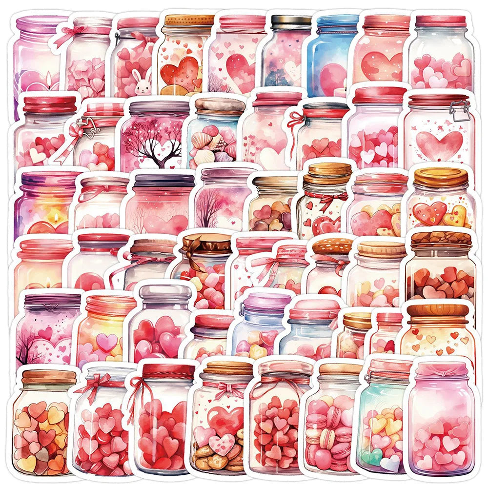 Cute Pink Love Cartoon Stickers Pack - Fridge, Laptop, Notebook Decals