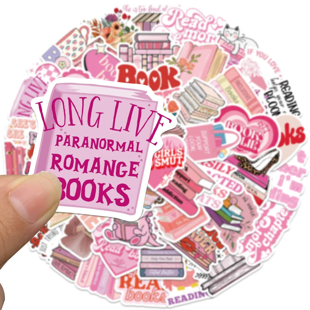 50PCS Pink Smut Bookish Reader Love Cute Girls Sticker Aesthetic Decoration for Kindle Ipad Phone Laptop Diary Decor Sticker