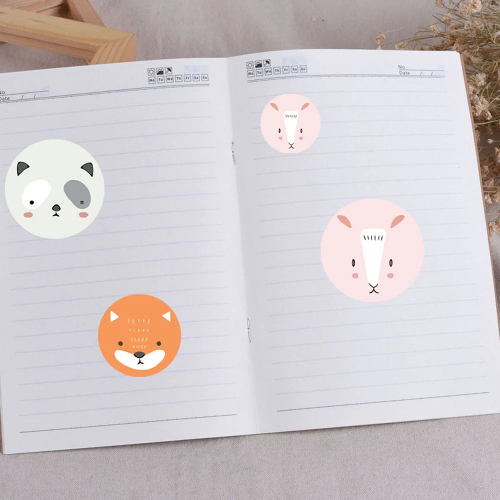 100-500pcs Cute Sticker for Kids Animals Face Reward Sticker for Classroom Teacher Supplies Motivational Scrapbooking