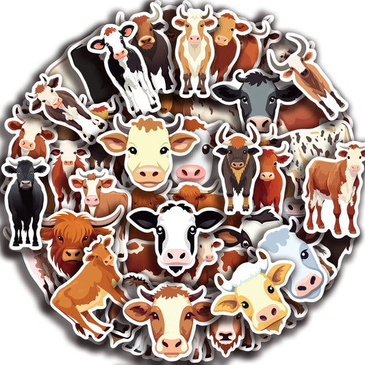50PCS Cute Cow Stickers for Kids Scrapbooking & DIY